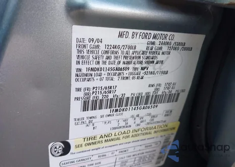 2005 Ford Freestyle Se из США, поврежденный, VIN 1FMDK01145GA06509